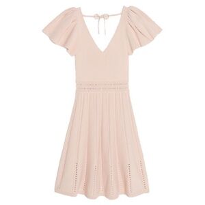 Sandro Paris Fit and Flare Knit Dress, Pink / Blush, Size 6